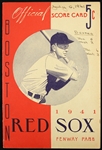 1941 (July 6) Boston Red Sox Washington Senators Fenway Park Scored Game Program