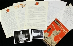 1950-89 Willie Mays Memorabilia Collection - Lot of 6 w/ Scored 1950 Trenton Giants Game Program, Correspondence from Scout John Schwarz & More 