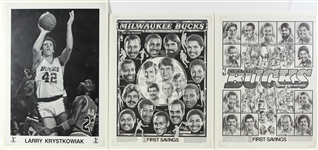 1980's-90's Milwaukee Bucks Poster Collection - Lot of 13 w/ Oscar Robertson Signed Lithograph, Old Style Team Sportraits & More (JSA)