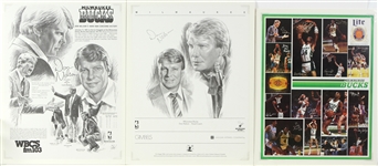 1980's-90's Milwaukee Bucks Poster Collection - Lot of 13 w/ Oscar Robertson Signed Lithograph, Old Style Team Sportraits & More (JSA)