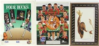 1980's-90's Milwaukee Bucks Poster Collection - Lot of 13 w/ Oscar Robertson Signed Lithograph, Old Style Team Sportraits & More (JSA)