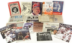 1940's-90's Baseball Memorabilia Collection - Lot of 100+ w/ San Francsico Seals PCL H&B Louisville Slugger Mini Bat, Signed Trading Cards & Photos, Programs, Publications & More