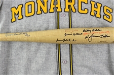1997 Negro League Multi Signed Ebbets Filed Flannels KC Monarchs Jersey & Commemorative Bat (JSA)