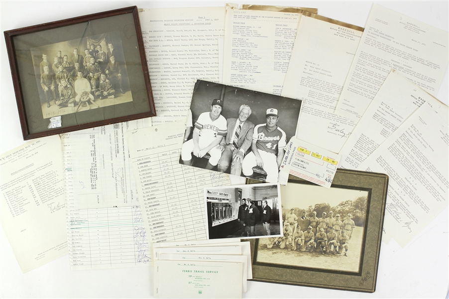 1900s-80s Baseball Memorabilia Collection - Lot of 100+ w/ Vintage Studio Photography, Robin Yount 3,000 Hit Certificates, Milwaukee Brewers & More