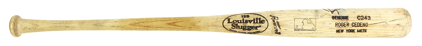 1999 Roger Cedeno New York Mets Signed Louisville Slugger Professional Model Game Used Bat (MEARS LOA/JSA)