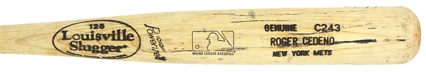 1999 Roger Cedeno New York Mets Signed Louisville Slugger Professional Model Game Used Bat (MEARS LOA/JSA)