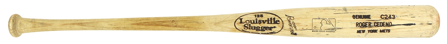 1999 Roger Cedeno New York Mets Signed Louisville Slugger Professional Model Game Used Bat (MEARS LOA/JSA)
