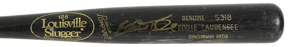 1994-97 Eddie Taubensee Cincinnati Reds Signed Louisville Slugger Professional Model Game Used Bat (MEARS LOA/JSA)