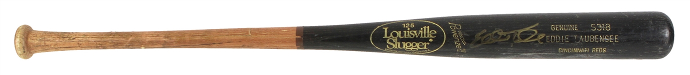 1994-97 Eddie Taubensee Cincinnati Reds Signed Louisville Slugger Professional Model Game Used Bat (MEARS LOA/JSA)