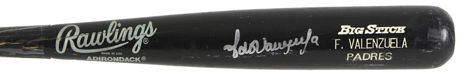 1995 Fernando Valenzuela San Diego Padres Signed Rawlings Adirondack Professional Model Game Used Bat (MEARS LOA/JSA)