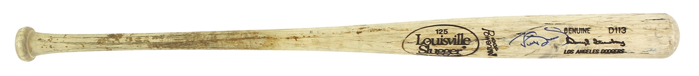1991-93 Darryl Strawberry Los Angeles Dodgers Signed Louisville Slugger Professional Model Game Used Bat (MEARS LOA/JSA)