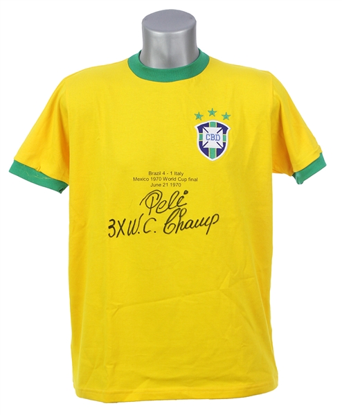 2010s Pele Brazil Soccer Signed & Inscribed Jersey (PSA/DNA)