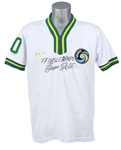 2010s Pele New York Cosmos Signed & Inscribed Jersey (PSA/DNA)