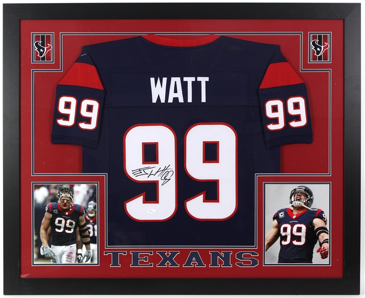 2016 JJ Watt Houston Texans 36" x 44" Framed Display w/ Signed Jersey (*JSA*)