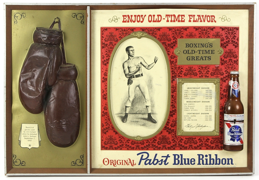 1950s Pabst Blue Ribbon 21"x29" Boxings Old Time Greats 3-D Sign