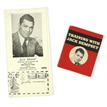 1936-39 Jack Dempsey World Heavyweight Champion Memorabilia - Lot of 3 w/ 3.75" x 4.5" Photo, "Training With" Booklet & Signed Menu w/ "1939 World Fair" Inscription (JSA)