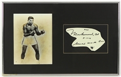 1991 Muhammad Ali World Heavyweight Champion 13" x 21" Framed Display w/ Signed & Inscribed Cut (JSA)