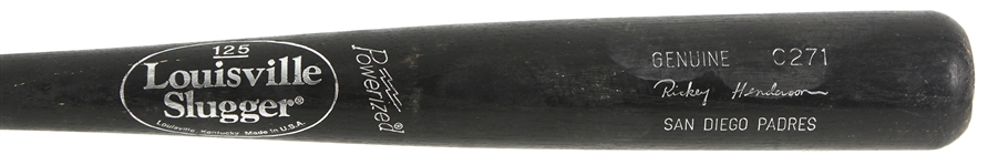 2001 Rickey Henderson San Diego Padres Louisville Slugger Bat (MEARS LOA)