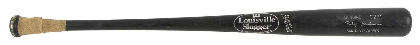 2001 Rickey Henderson San Diego Padres Louisville Slugger Bat (MEARS LOA)