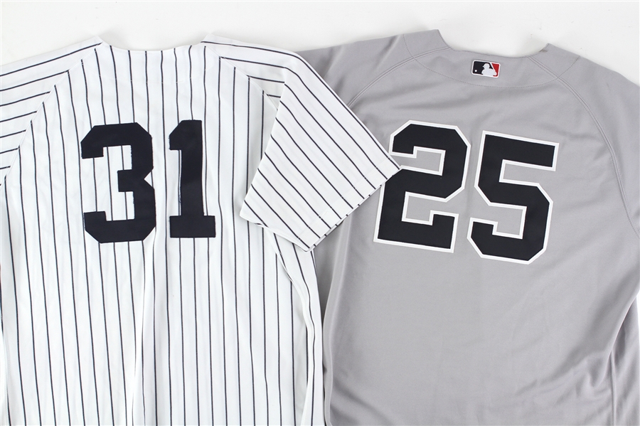 1998-2006 Tim Raines Jason Giambi New York Yankees Jerseys - Lot of 2 (MEARS LOA/Steiner)