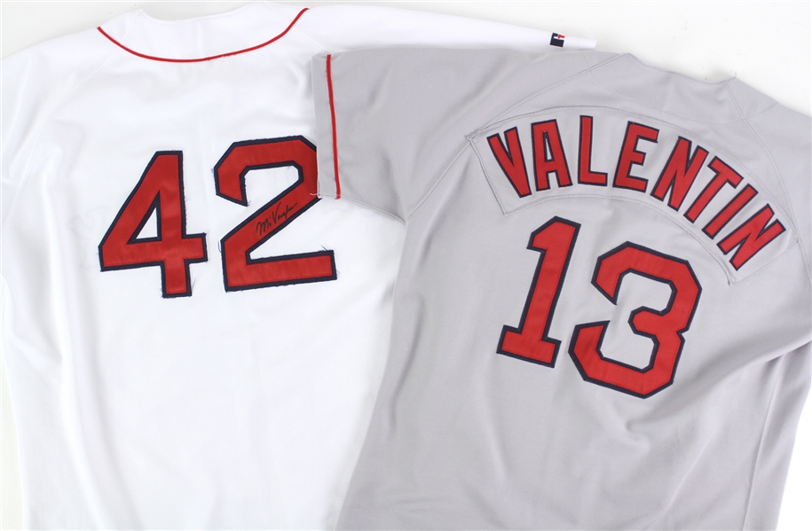 1995 Boston Red Sox Game Worn Jerseys - Lot of 2 w/ Mo Vaughn Signed & John Valentin (MEARS LOA)
