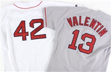 1995 Boston Red Sox Game Worn Jerseys - Lot of 2 w/ Mo Vaughn Signed & John Valentin (MEARS LOA)