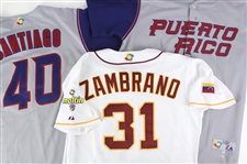 2006 Puerto Rico & Venezuela Game Worn World Baseball Classic Jerseys - Lot of 3 w/ Victor Zambrano, Pedro Feliciano & Jose Santiago (MEARS LOA)