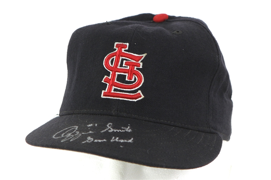 1993 Ozzie Smith St. Louis Cardinals Game Worn Road Cap (MEARS LOA)