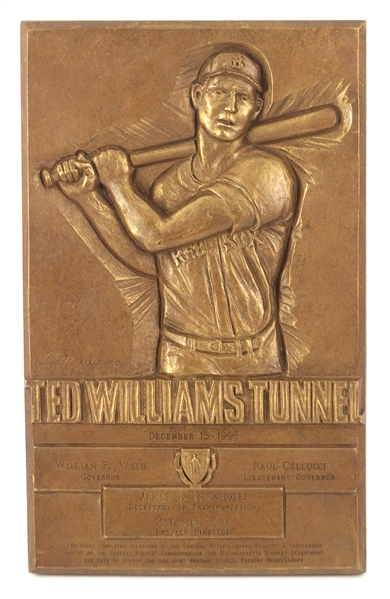1995 Ted Williams Boston Red Sox 9" x 15" Tunnel Plaque  "With Photo of Ted Receiving Similar Style Award"