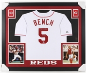 2016 Johnny Bench Cincinnati Reds 36" x 44" Framed Signed Jersey *JSA*