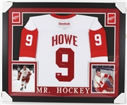 2016 Gordie Howe Detroit Red Wings 36" x 44" Framed Signed Jersey (PSA/DNA)