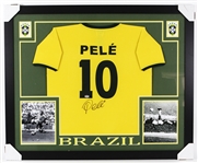 2016 Pelé Brazil 36" x 44" Framed Signed Jersey (PSA/DNA)