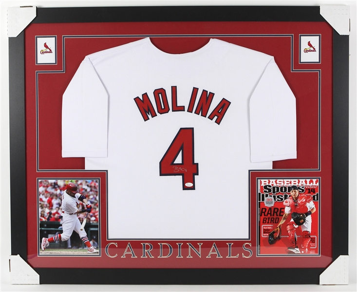 2016 Yadier Molina St. Louis Cardinals 36" x 44" Framed Signed Jersey *JSA*