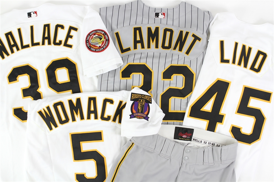 1997-2000 Pittsburgh Pirates Game Issued/Used Jerseys Tony Womack, Kris Benson, Jason Schmidt (Lot of 7) (MEARS LOA)