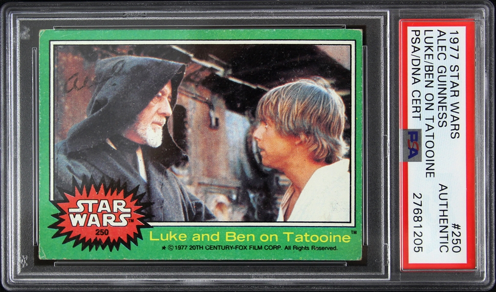 1977 Alec Guinness Signed Star Wars #250 Card (PSA/DNA Slabbed)