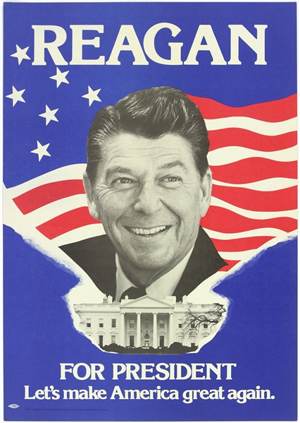 1980 Ronald Reagan Let’s Make America Great Again Campaign 15.25”x21.5” Poster