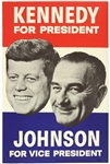 1960 John F. Kennedy For President Lyndon Johnson for VP Campaign 13.5”x21 poster