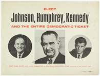 1960’s ELECT Lyndon Johnson Robert Kennedy Hubert Humphrey And the Entire Democratic Ticket 17.5”x23” Poster