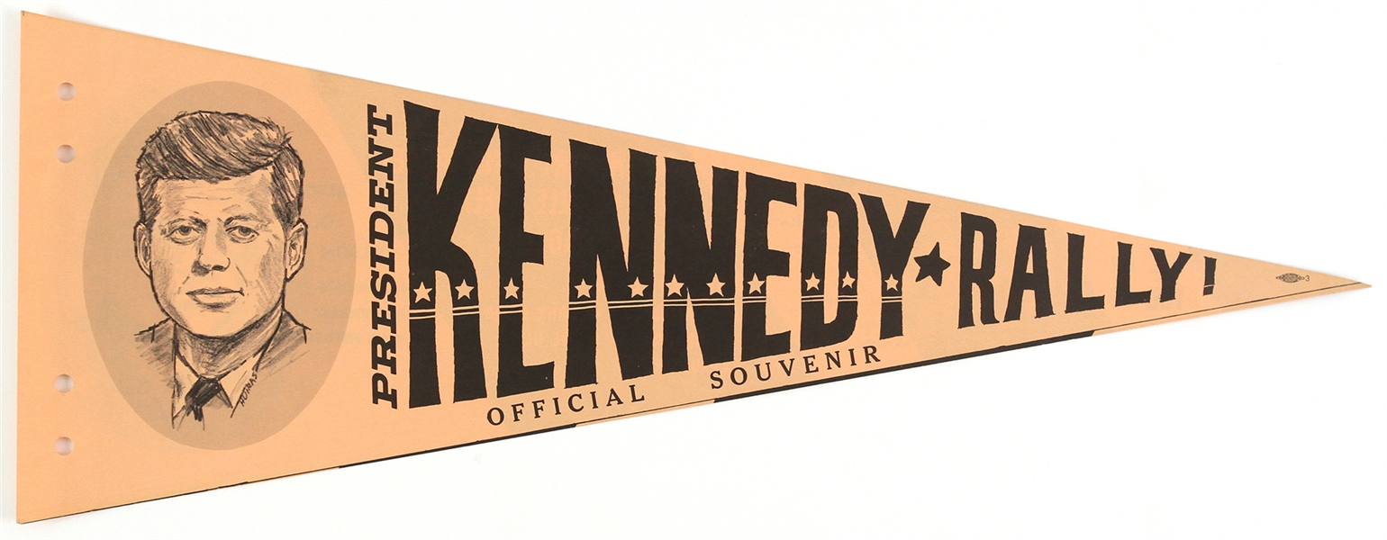1960’s John F. Kennedy Rally 8.5” x 22.5” paper pennant