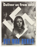 1943 WWII US Treasury Propaganda “We Buy Bonds” Swastika Poster