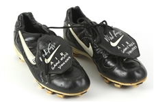1997 Wade Boggs New York Yankees Game Worn Autographed Black Nike Cleats (MEARS LOA/JSA)