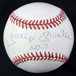 1984-1994 Mickey Mantle New York Yankees OAL Signed Baseball W/ No. 7 Inscription (JSA)