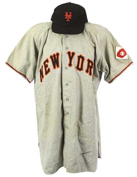 1951 George Spencer New York Giants Game Worn Road Jersey W/ Giants Cap (MEARS LOA/JSA)