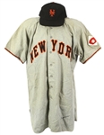 1951 George Spencer New York Giants Game Worn Road Jersey W/ Giants Cap (MEARS LOA/JSA)