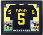 2017 Jabril Peppers Michigan Wolverines 36" x 44" Framed Display w/ Signed Jersey (*JSA*)