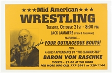 2014 (October 21) Baron Von Raschke Signed 11" x 17" Mid American Wrestling Poster (JSA)