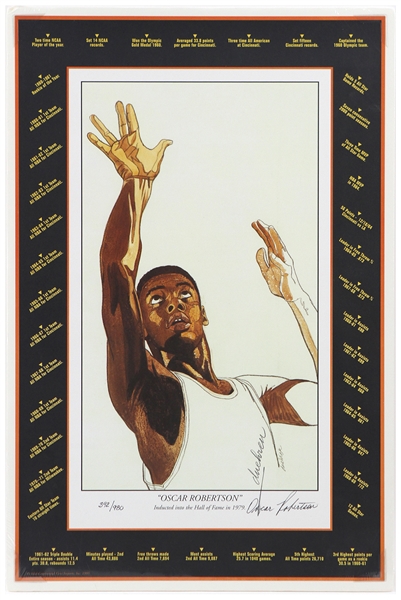 1995 Oscar Robinson Milwaukee Bucks 16" x 24" Signed Lithograph (JSA)