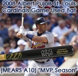 2008 Albert Pujols St. Louis Cardinals Autographed Marucci Bone Rubbed Game Used Bat (MEARS A10 / PSA) MVP Season!!!