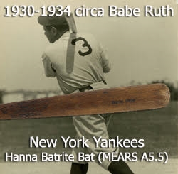 1934 circa Babe Ruth New York Yankees Burke Hanna Batrite Louisville Slugger Professional Model Game Used Bat (MEARS A5.5) “Most Likely Used During His Final Yankee Season”