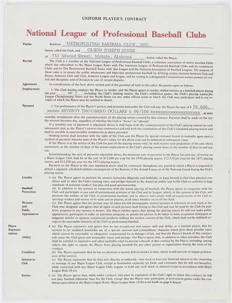 1972 Cleon Joseph Jones Uniform Players Contract (JSA)